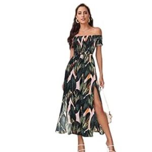 Chic Green and Pink Maxi Dress Floral